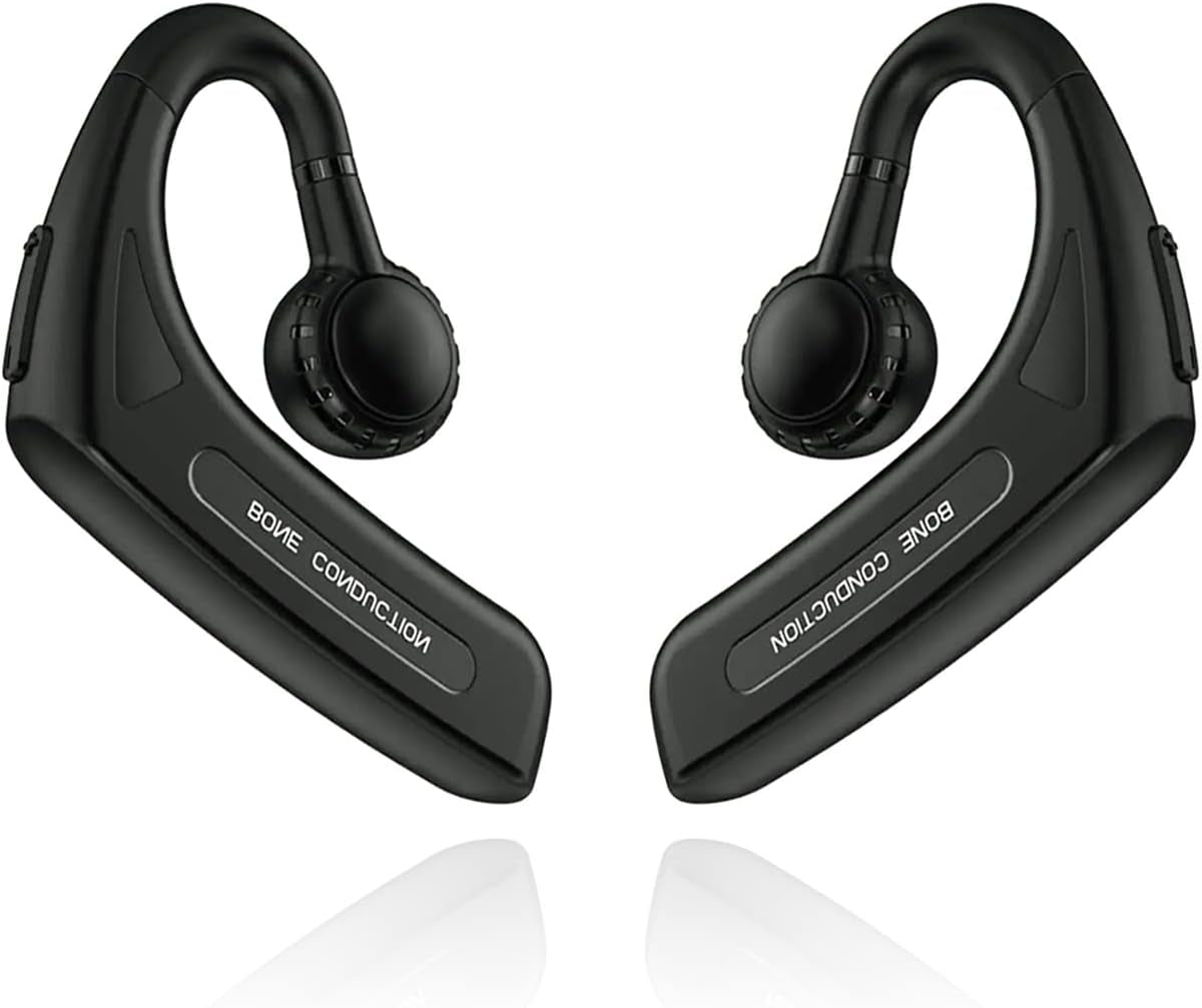 Bone Conduction Headphones Open Ear Bluetooth Earpiece Workout Headphones with Microphone IPX5 Waterproof Wireless Headphones for Cell Phone Hand-Free Headset Black