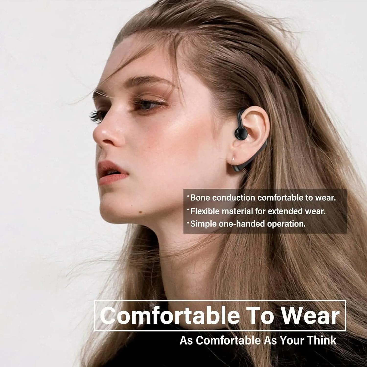 Bone Conduction Headphones Open Ear Bluetooth Earpiece Workout Headphones with Microphone IPX5 Waterproof Wireless Headphones for Cell Phone Hand-Free Headset Black