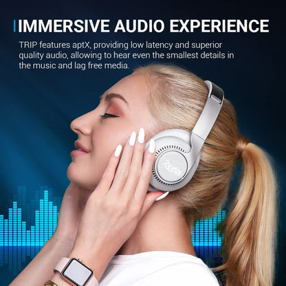 Trip Active Noise Cancelling Headphones with Independent Noise Reduction Chip, Bluetooth Wireless Headphones Built-In Mic and Ex Audio Cable, 40H Battery, Hands-Free Calls, Hifi Sound Quality