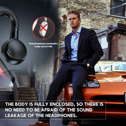 Bone Conduction Headphones Open Ear Bluetooth Earpiece Workout Headphones with Microphone IPX5 Waterproof Wireless Headphones for Cell Phone Hand-Free Headset Black