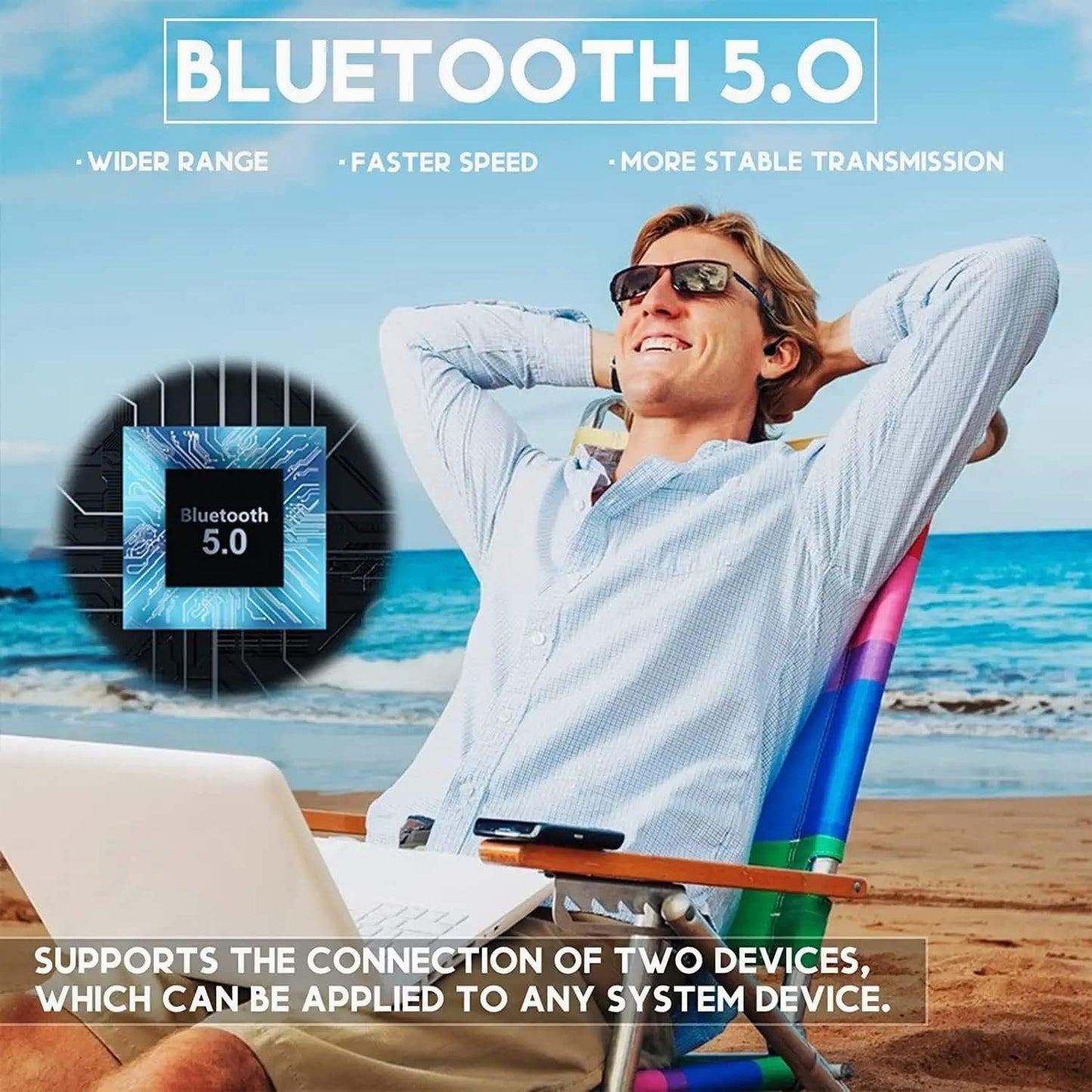 Bone Conduction Headphones Open Ear Bluetooth Earpiece Workout Headphones with Microphone IPX5 Waterproof Wireless Headphones for Cell Phone Hand-Free Headset Black
