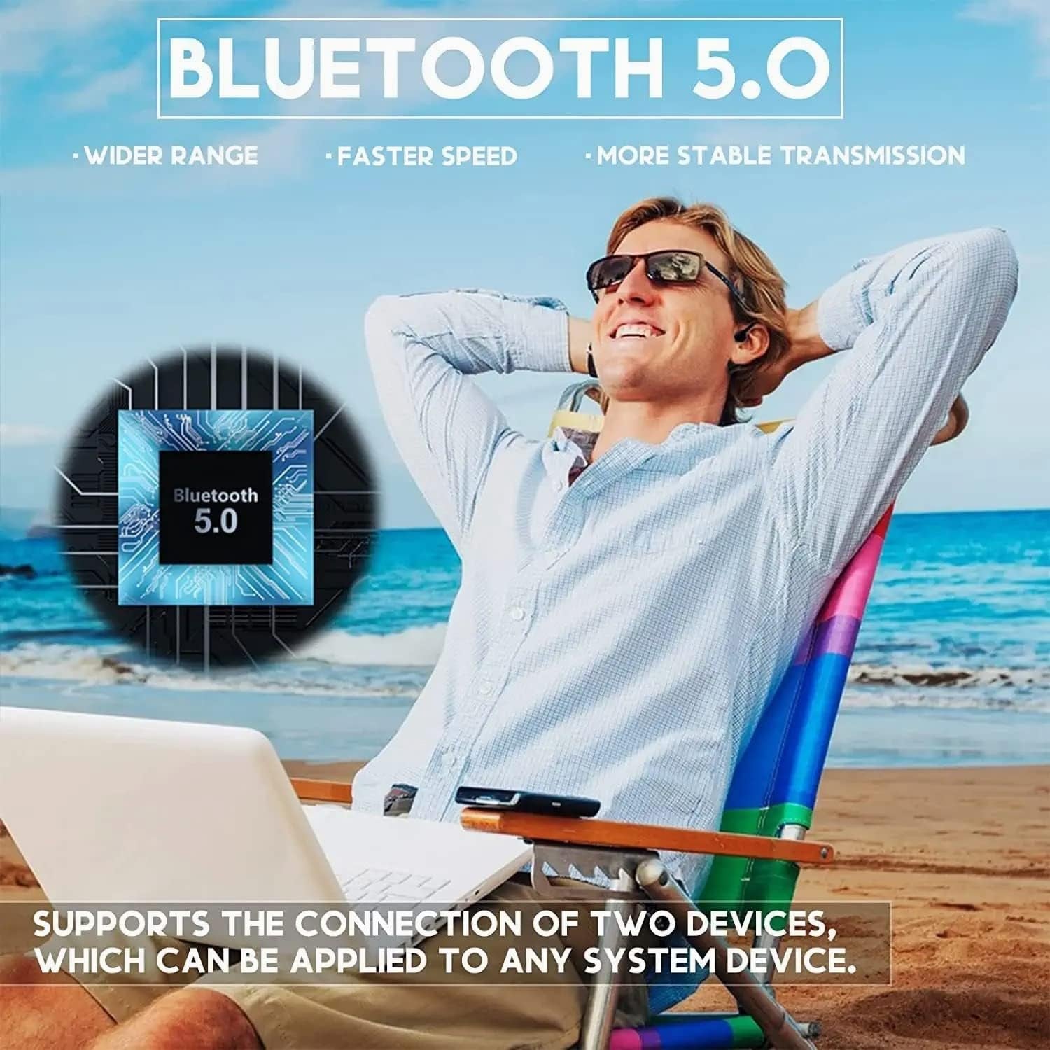 Bone Conduction Headphones Open Ear Bluetooth Earpiece Workout Headphones with Microphone IPX5 Waterproof Wireless Headphones for Cell Phone Hand-Free Headset Black